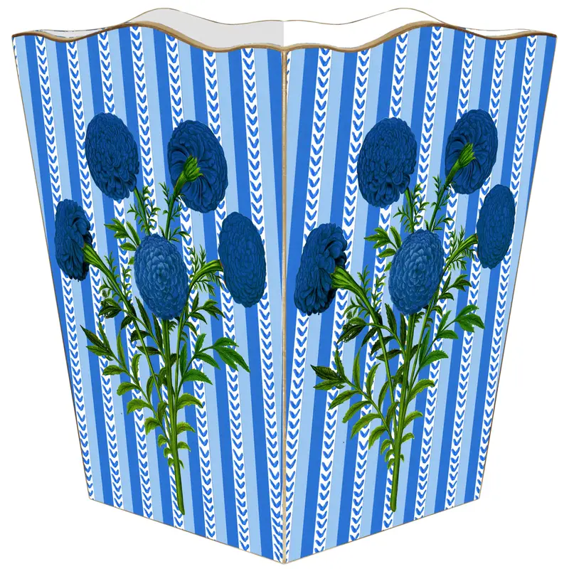 Marigold Dream Indigo Textured Waste Basket 1