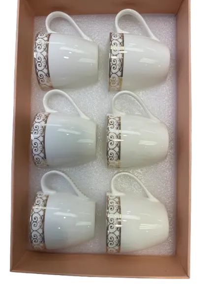 Mark Deco 4662 Ceramic Cup And Saucer Set – 6-Piece 1