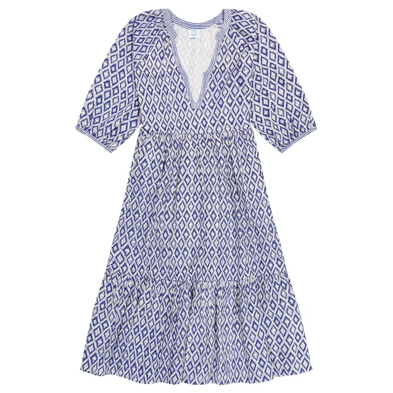Martine Navy Ikat Popover Dress – Women’S Relaxed-Fit Layering Piece 1