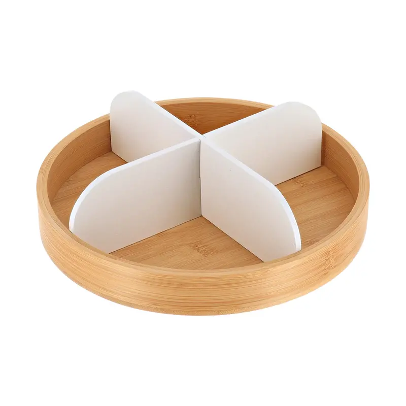 Matte White Bamboo Rotating Tray – Single Or Two-Tier Option 1