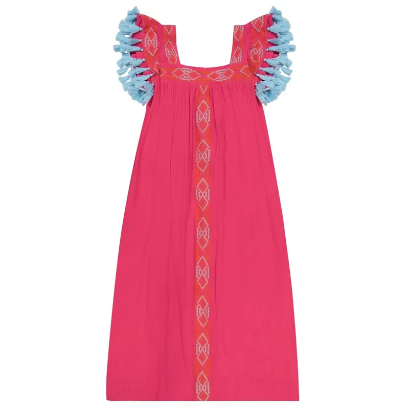 Maxi Sandrine Raspberry Embroidered Dress – Women’S Statement Summer Gown 1