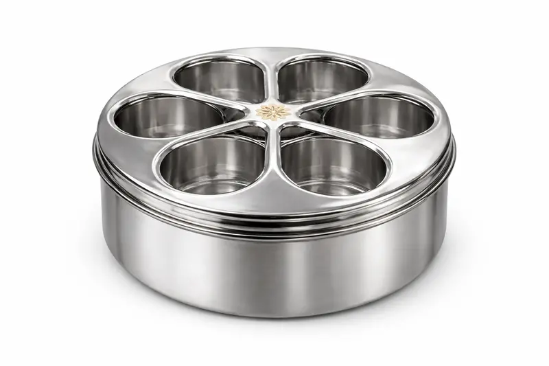 Mazda Stainless Steel Spice Organizer – Two-Size Set With Tempered Glass Lids 1