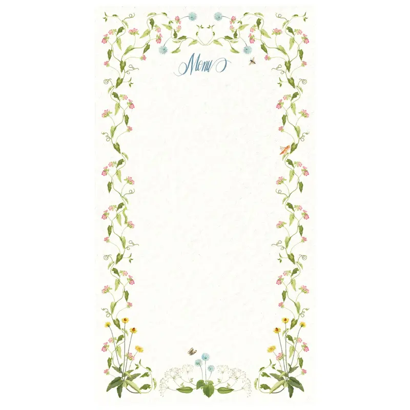 Meadow Menu Cards – Pastoral Nature-Inspired Stationery 1