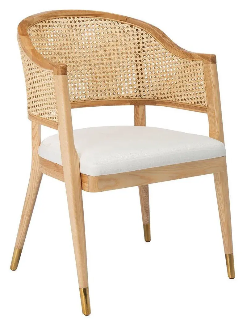 Mid-Century Rattan Dining Chair – Cane Back With Upholstered Seat 1