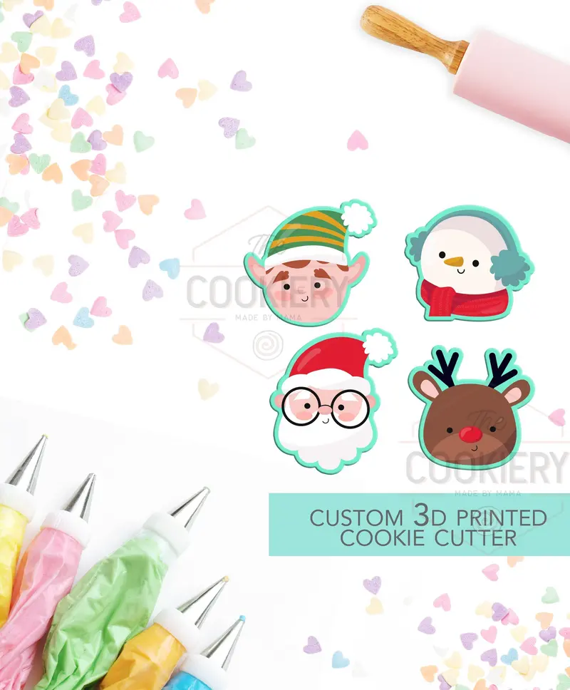 Mini Christmas Cookie Cutter Set – Four Festive Winter Holiday Designs 1