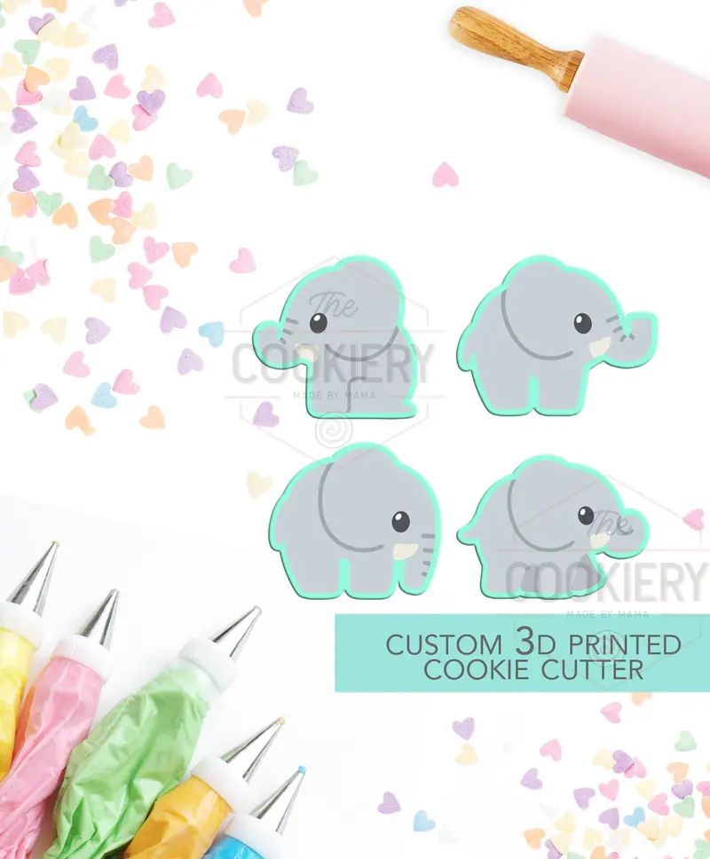 Mini Elephant Set Cookie Cutter – Four-Piece Baby Shower Baking Kit 1