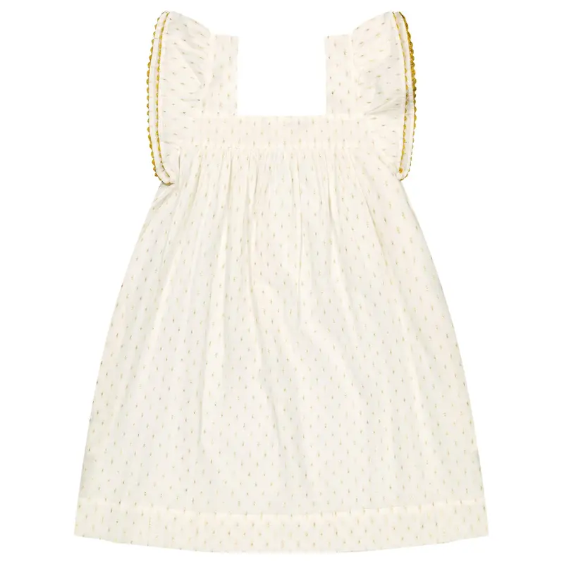 Mini Sandrine Gold Dobby Dress – Women’S Vibrant Short-Length Design 1