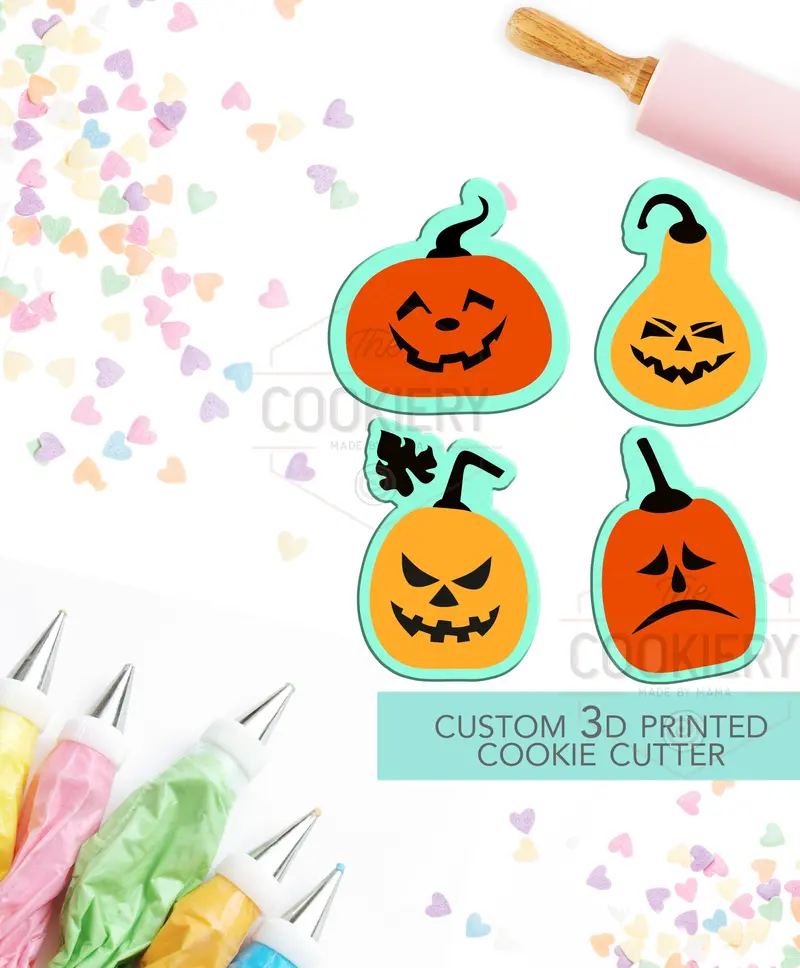Mini Scary Pumpkin Cookie Cutters – Set Of Four Halloween Miniatures 1