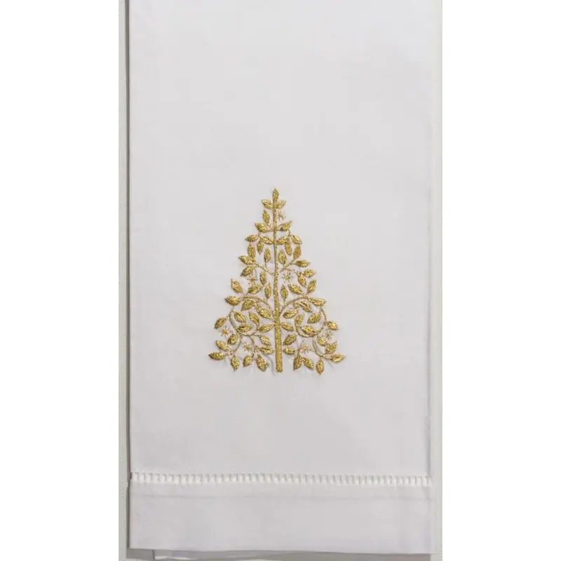 Mod Tree Gold Holiday Hand Towels – Metallic Accented Linens 1