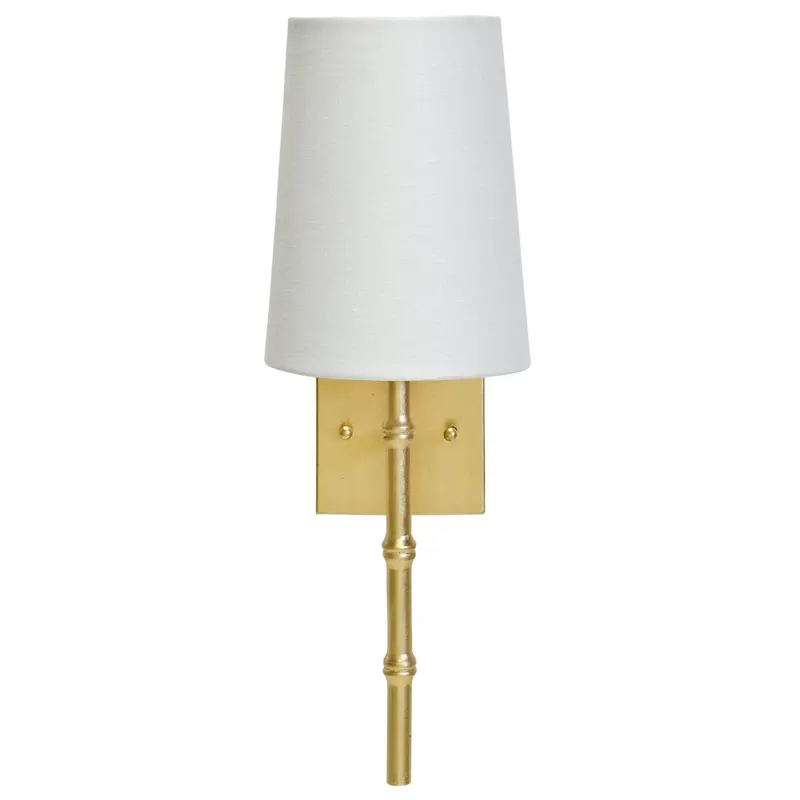 Molly Gold Leaf Bamboo Wall Sconce With Linen Shade 1