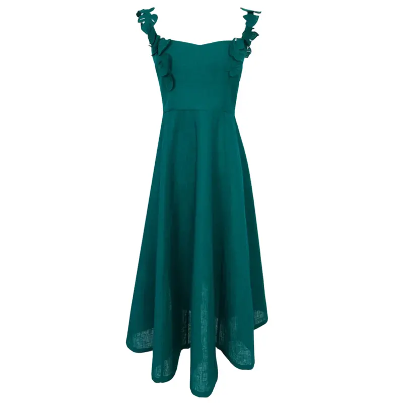 Monstera Leaf Print Dress – Effortless Calf-Length Silhouette 1
