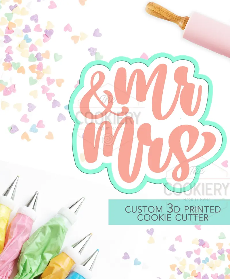 Mr. & Mrs. Wedding Cookie Cutter – Celebratory Couple-Themed Baking Set 1