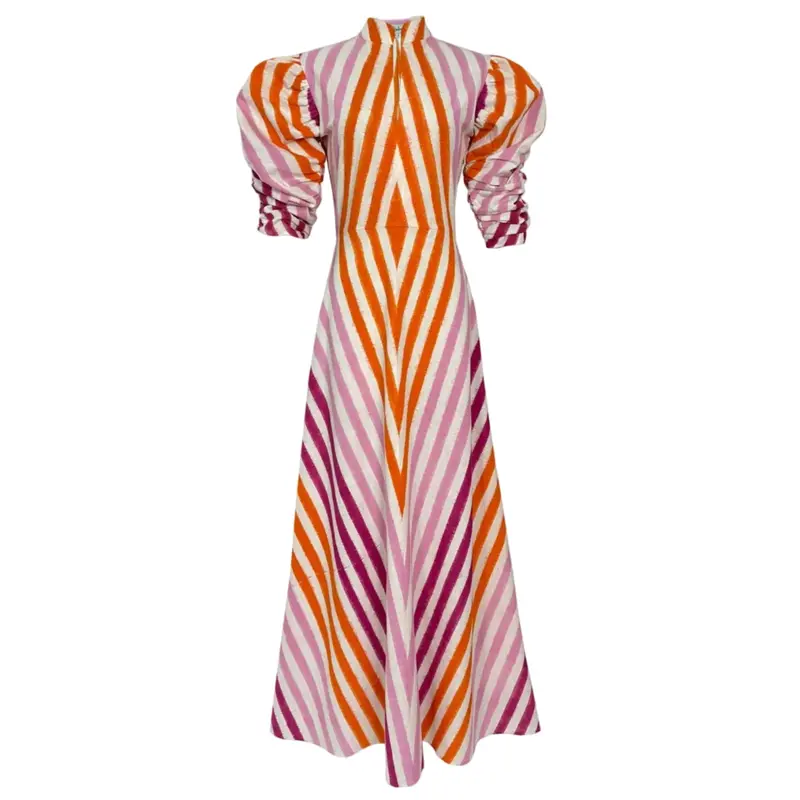 Multicolor Illusion Dress – Vibrant Optical-Print Evening Gown 1