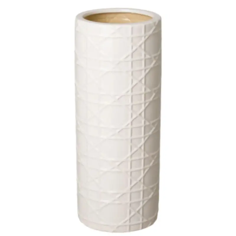 Natural Cane-Inspired Ceramic Umbrella Holder 1