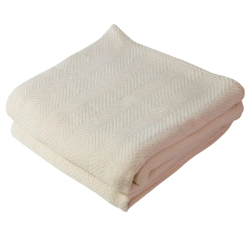 Natural Herringbone Weave Blanket – Multiple Dimensions 1