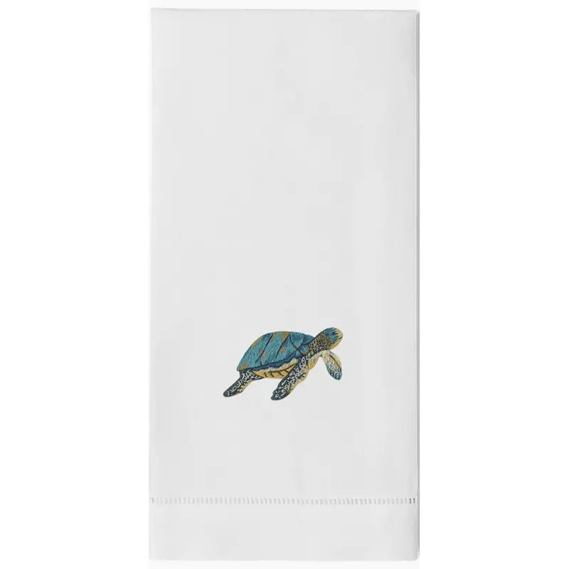 Nautical Sea Turtle Motif Cotton Hand Towels 1