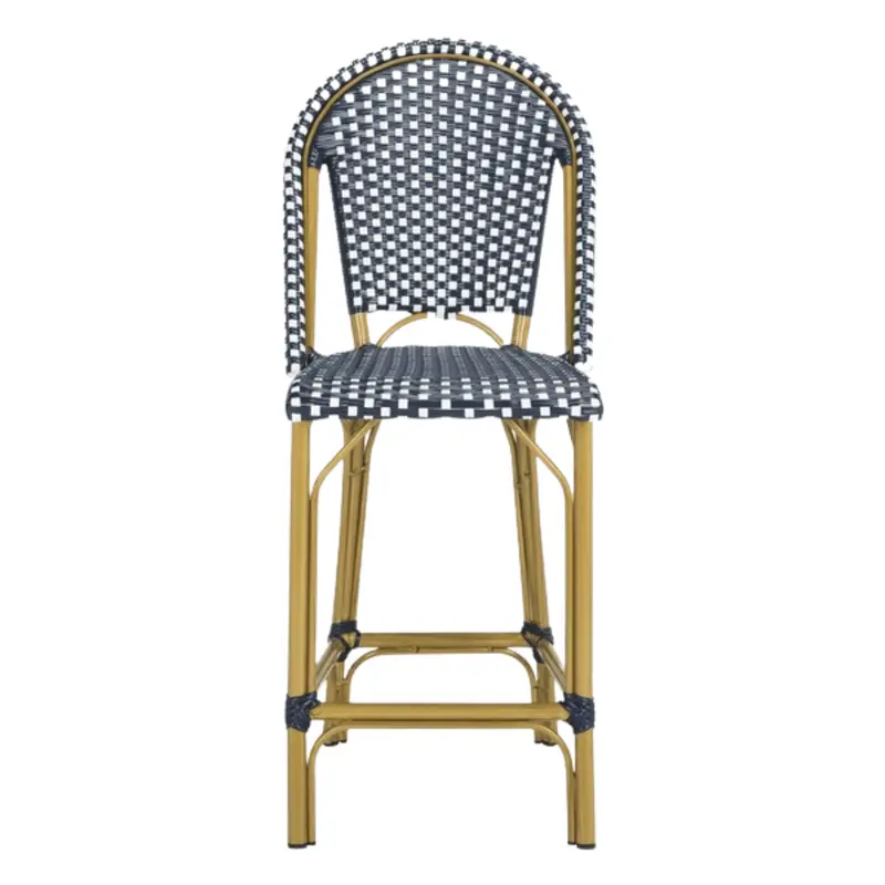 Navy-And-White French Bistro Counter Stool With Stackable Frame 1