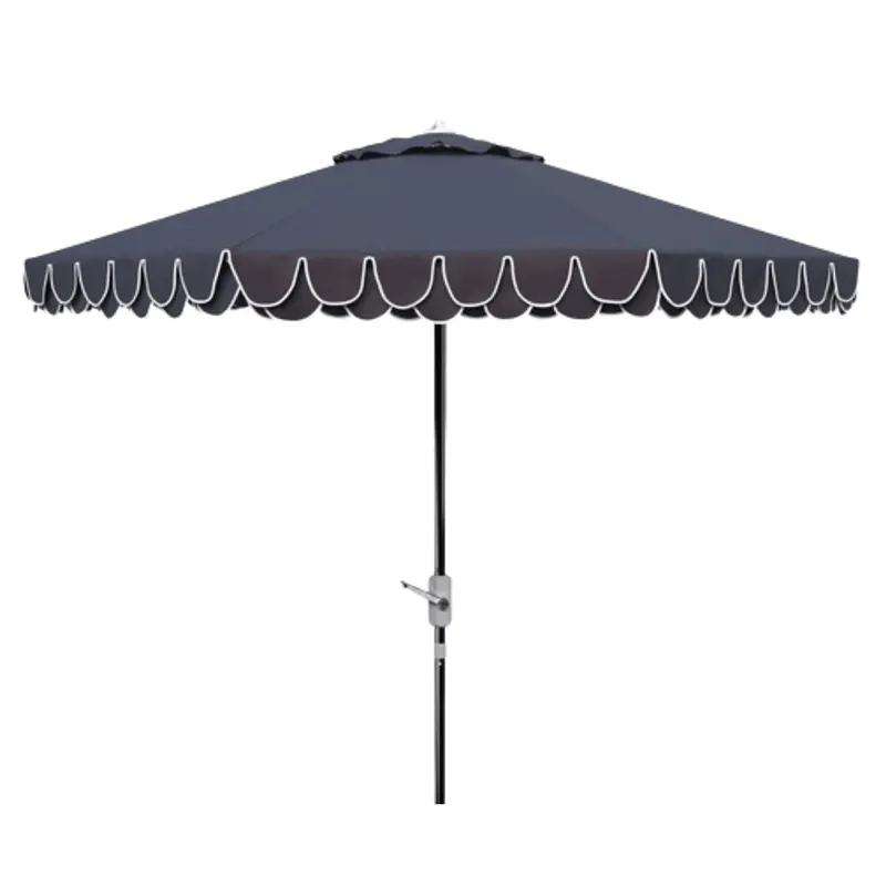 Navy-And-White Petal Scalloped Patio Umbrella – Coastal Outdoor Shade 1
