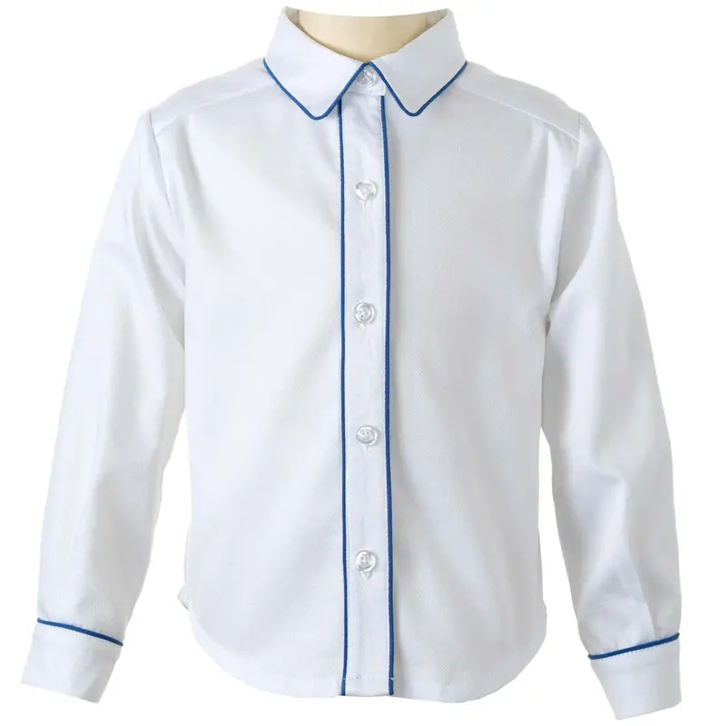 Navy Piqué-Trimmed Cotton Shirt 1
