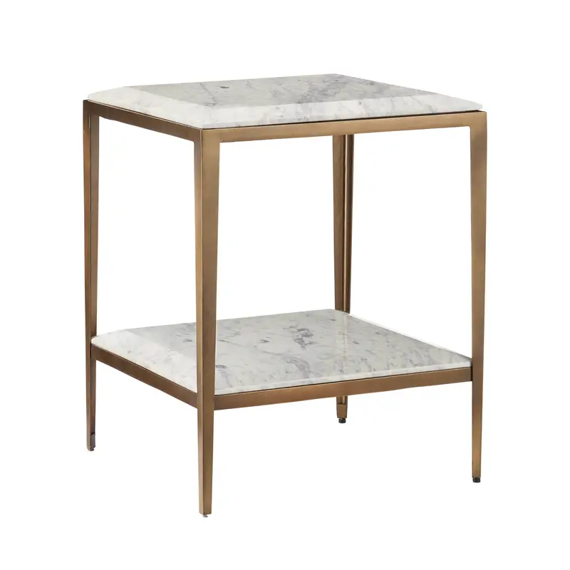 Oblique Marble Side Table With Geometric Base 1