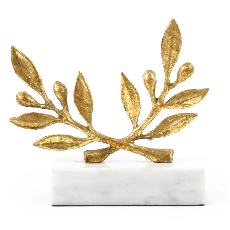 Olive Branch Sculpture — Gold Leaf Finish Wall Or Shelf Accent 1