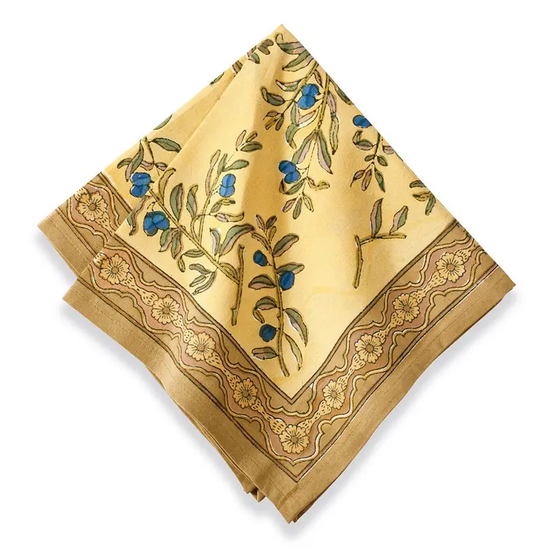 Olive Tree Khaki And Blue Napkin 1