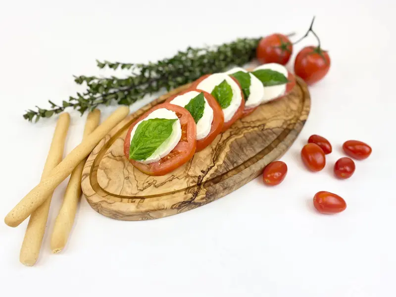 Olive Wood Grooved Serving Board – Oval Shape For Meats & Charcuterie 1