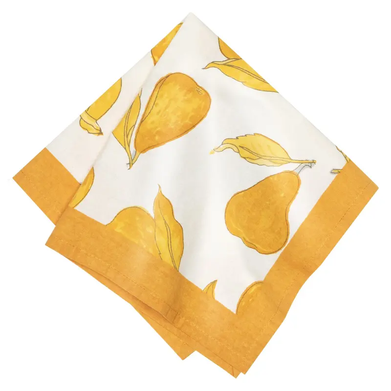 Orchard Pear Mustard And Grey Napkin 1