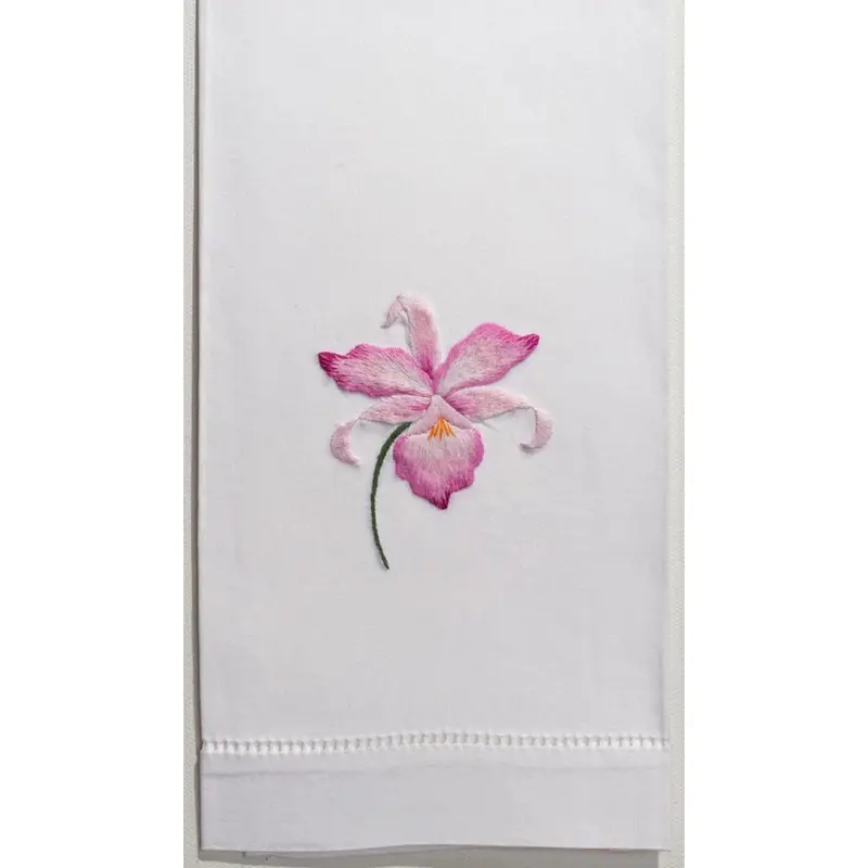 Orchid Gala Floral Embroidered Cotton Hand Towel Set 1