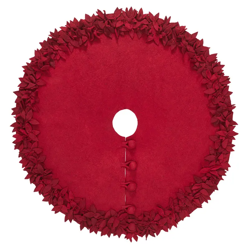 Overlapping Floral Tree Skirt In Maroon, Hand-Felted Wool 1