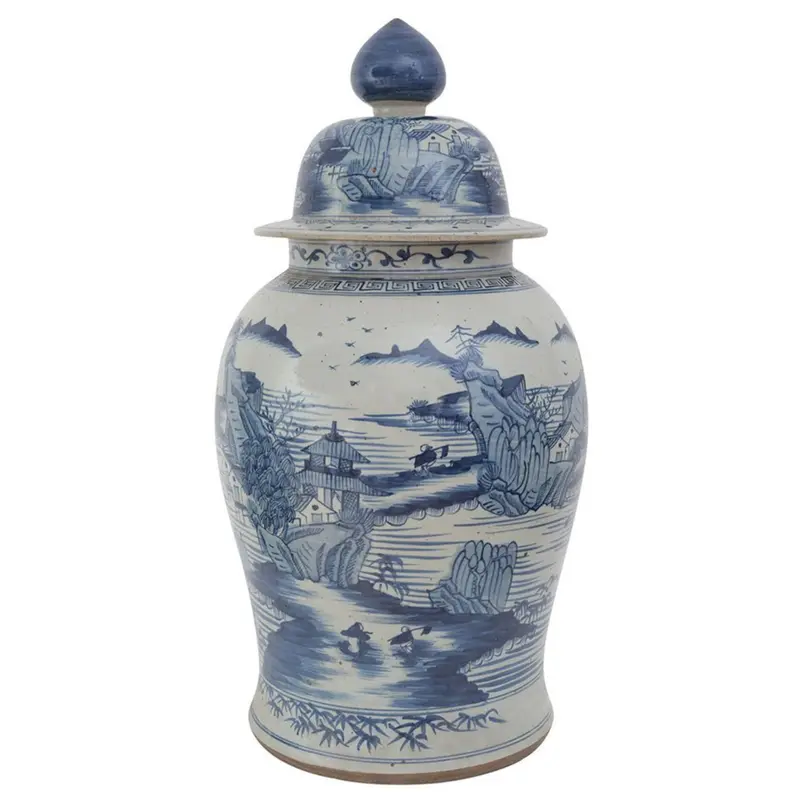 Oversized Dynasty Temple Jar With Traditional Landscape Decoration 1