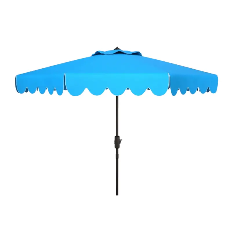 Pacific Blue 9-Foot Crank Umbrella With Scalloped Hem For Outdoor Use 1