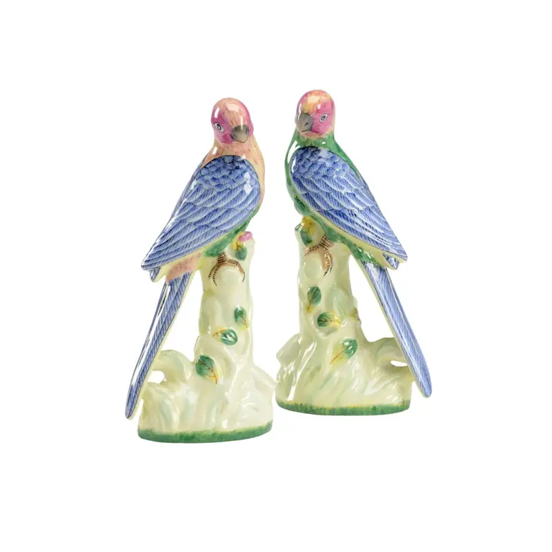 Pair Of Handcrafted Decorative Porcelain Parakeets 1
