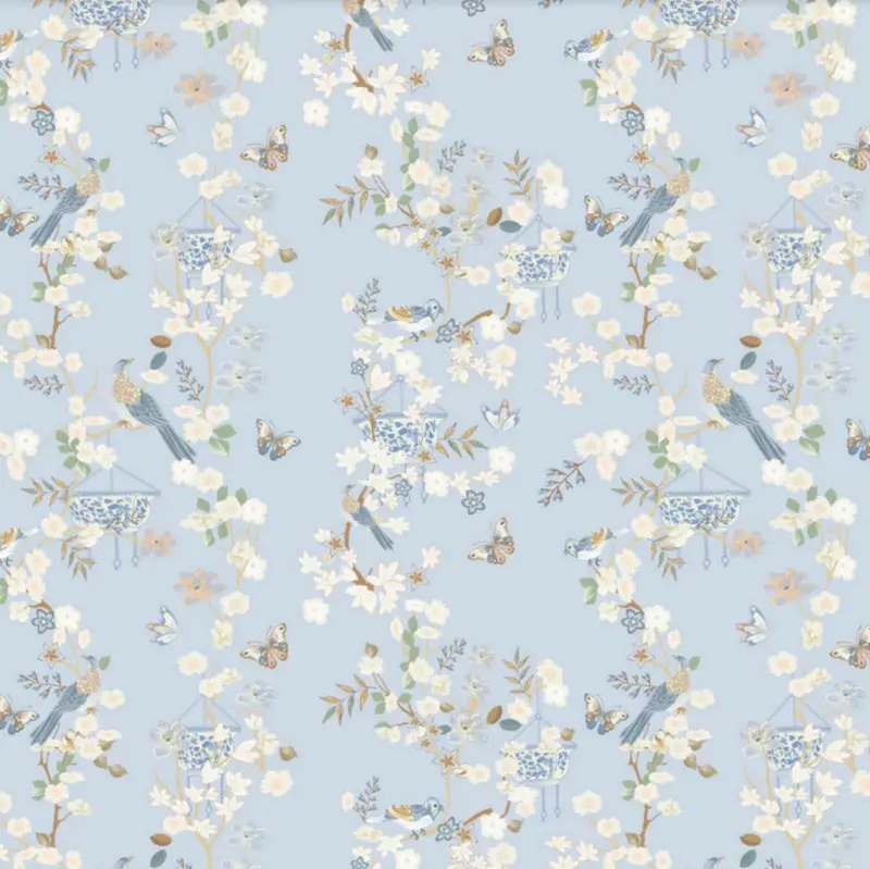 Pale Blue Chinoiserie-Print Gift Wrap Sheet 1