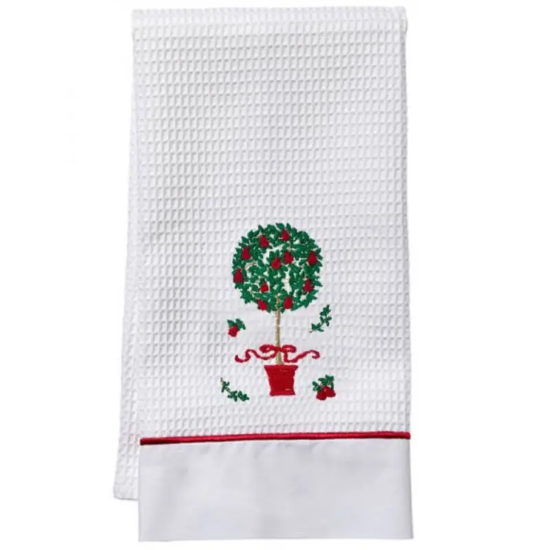 Pear Topiary–Inspired Satin-Trimmed Waffle Towel 1