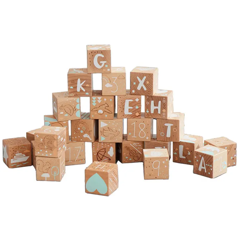 Personalized Etched Wooden Baby Blocks Keepsake 1