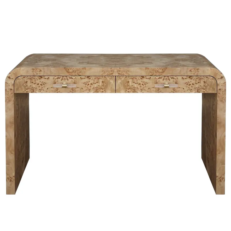 Petra Two-Drawer Desk In Burl Wood Finish 1