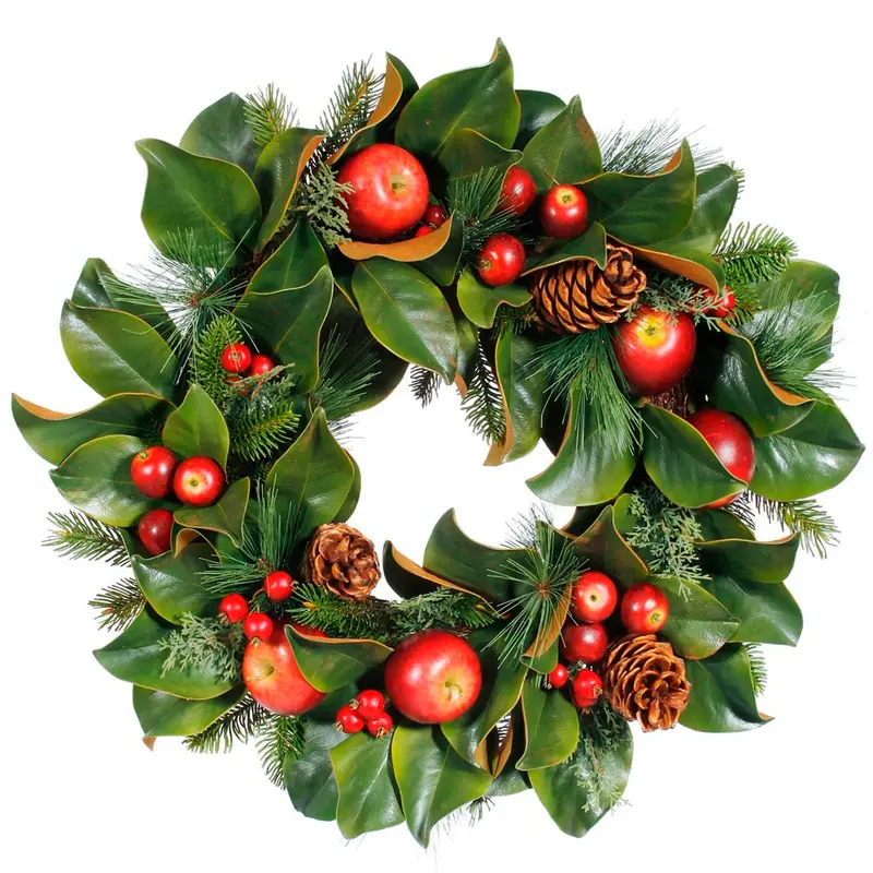 Pinecone & Apple Foliage Wreath – 24-Inch Seasonal Door Decor 1