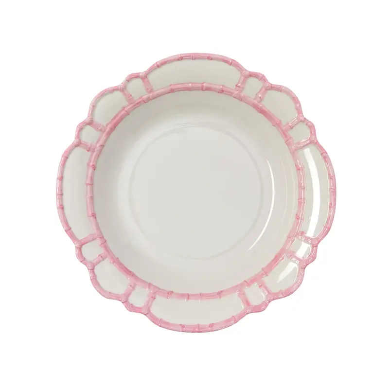 Pink Bamboo Touch Bowl With Natural Rim 1