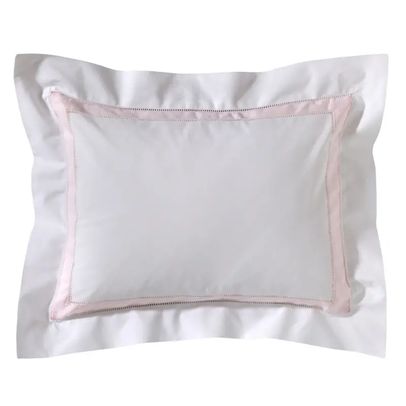 Pink Hemstitch And Cotton Percale Trim Boudoir Pillow Cover 1