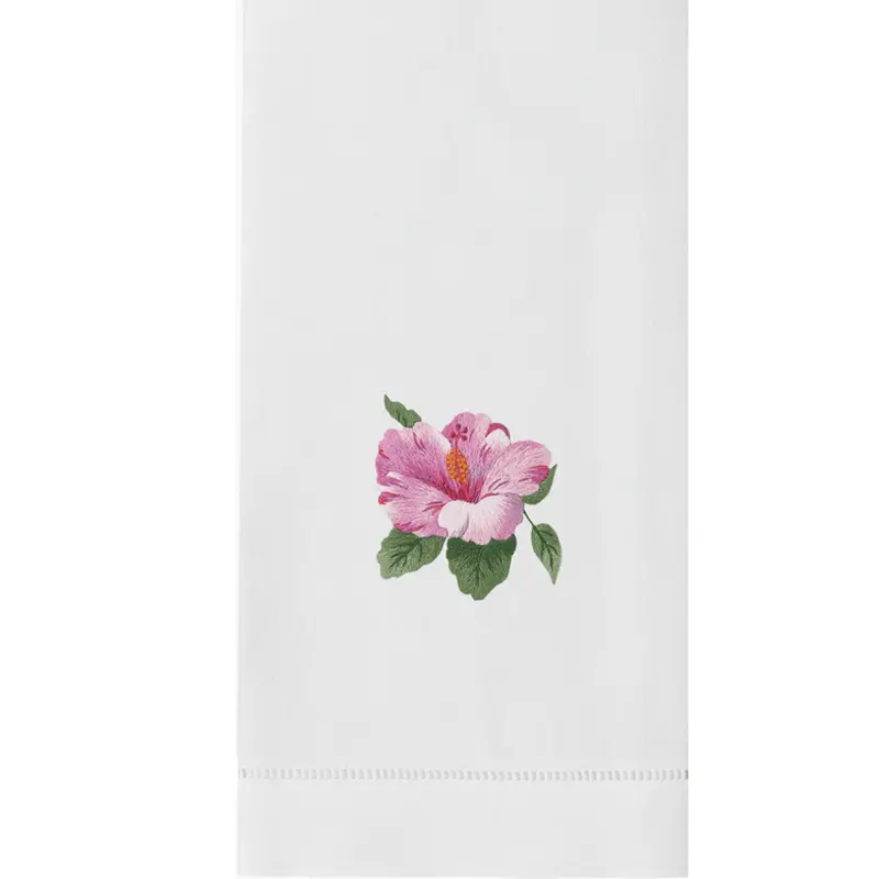 Pink Hibiscus Print Cotton Hand Towels 1