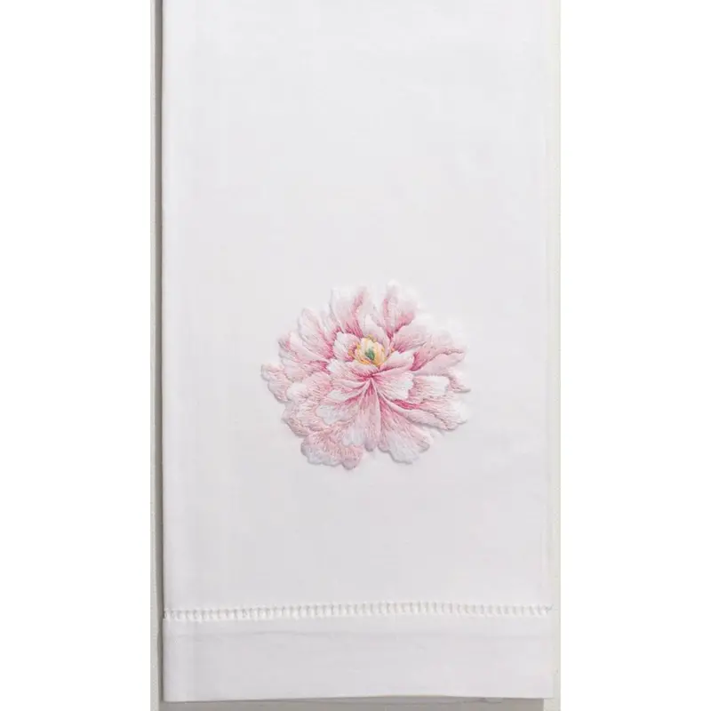 Pink Peony Botanical Print Cotton Hand Towels 1