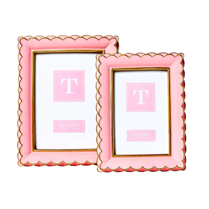 Pink Scalloped Picture Frames – Minimalist 2-Piece Wall Frame Set 1