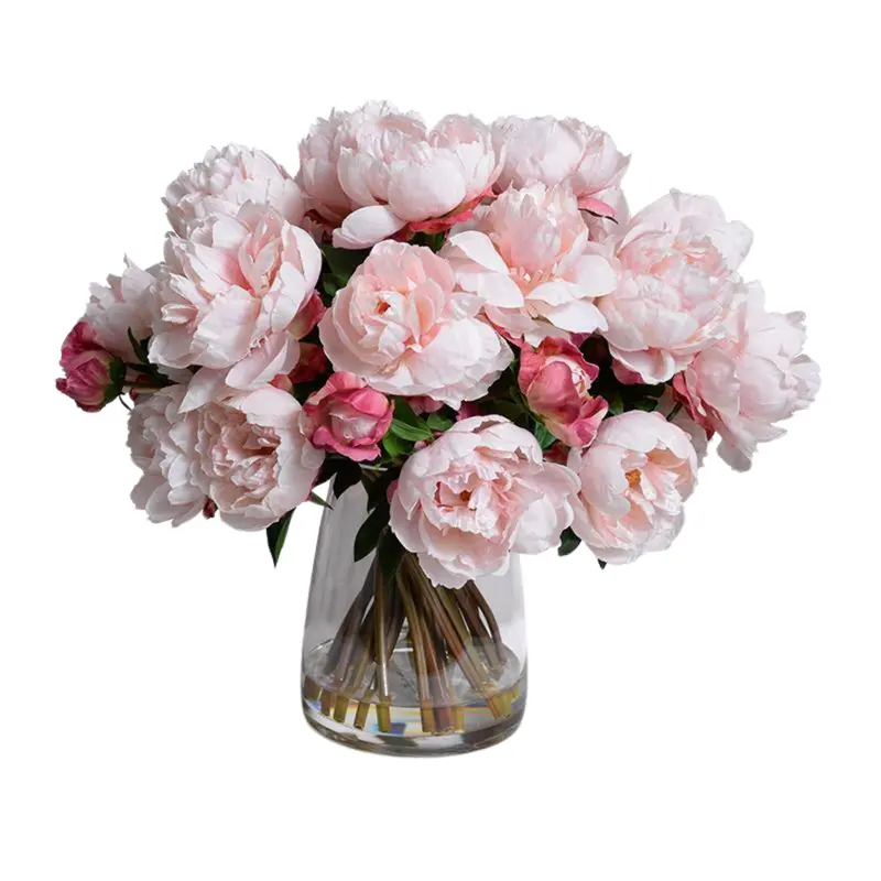 Pink Silk Peony Floral Arrangement – Large Faux Flower Centerpiece 1