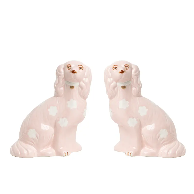 Pink Staffordshire-Style Dog Figurines 1