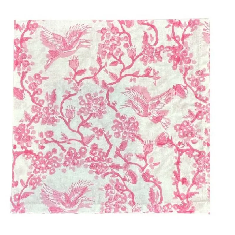 Pink Toile De Jouy Bird Pattern Dinner Napkins 1