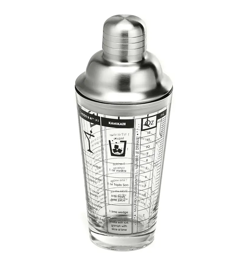 Premium Glass Cocktail Shaker With Stainless Steel Strainer Lid 1