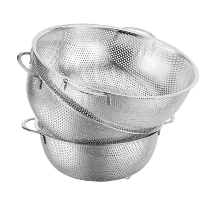 Premium Stainless Steel Kitchen Colander – Fruit & Vegetable Washing Basket With Reinforced Rim 1