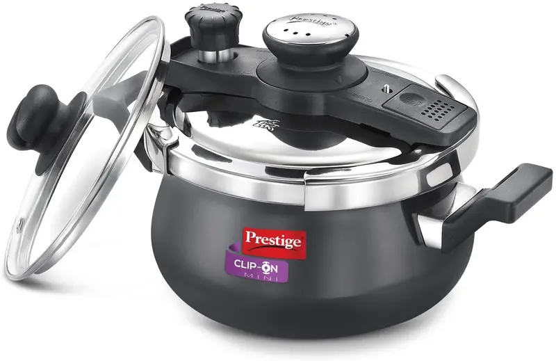 Prestige Svachh Clip-On 5L Hard-Anodized Pressure Handi – Black, Ergonomic Handle Design 1