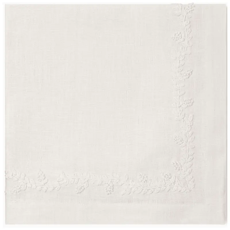 Prism Vine Embroidered Linen Dinner Napkins 1